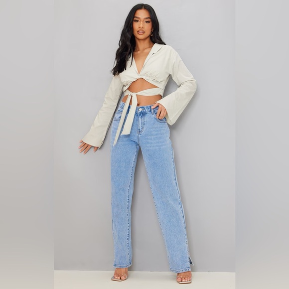 Petite Stone Cropped Wrapped Poplin Shirt - Picture 3 of 3